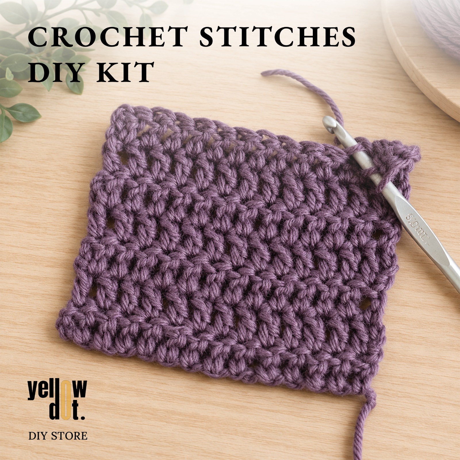 Crochet Stitches DIY Kit | Crochet Practice Kit for Beginners | Learn Basic Crochet Stitches with Yarn & Crochet Hook