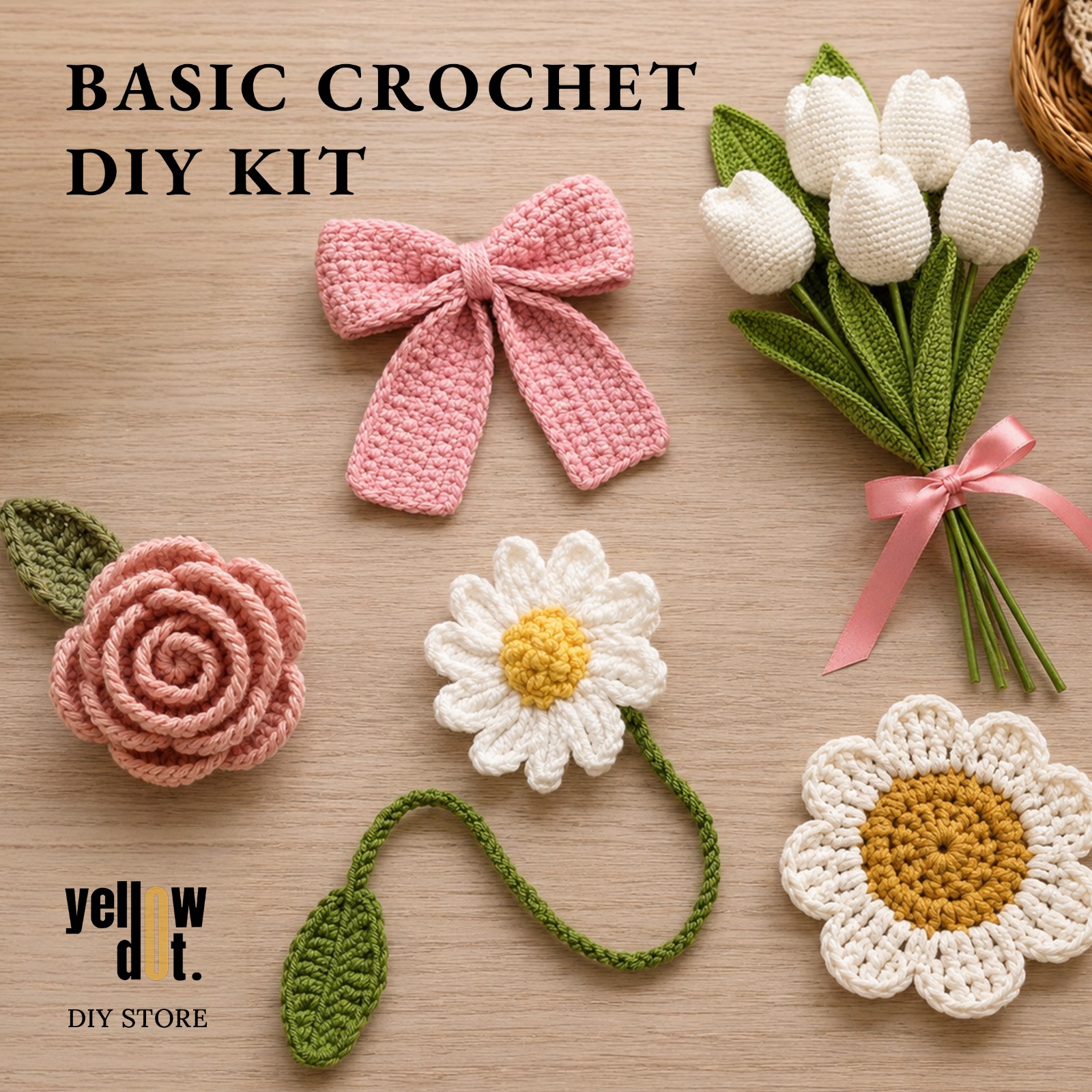 Yellow Dot Basic Crochet DIY Kit for Beginners