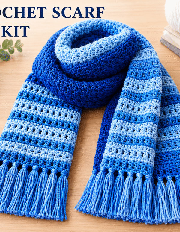 Yellow Dot DIY Crochet Scarf Kit for Beginners