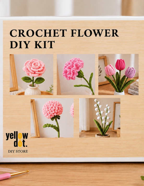Yellow Dot Crochet Flower DIY Kit for Beginners